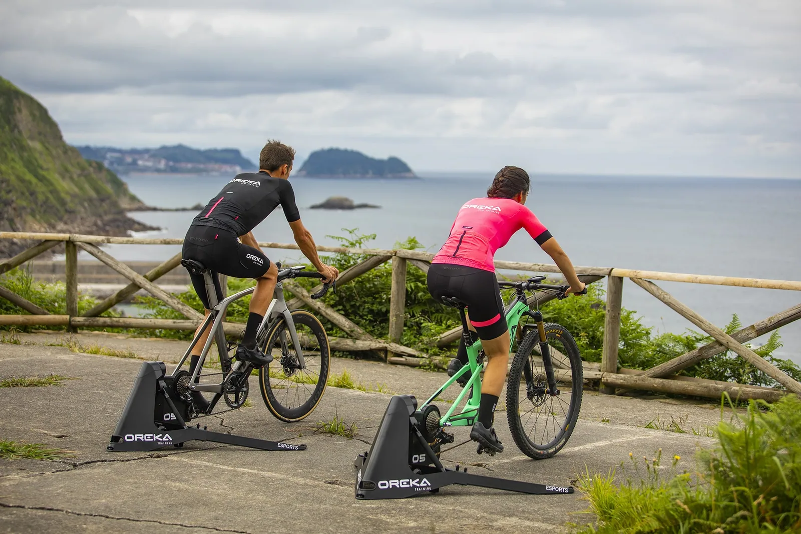 Cyclists with OREKA equipment outdoors